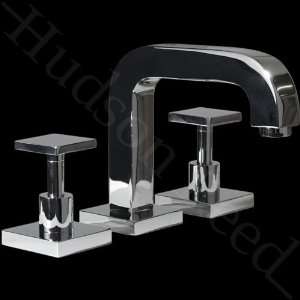  Pure Square Deck Mount Widespread Sink Mixer Faucet Chrome 