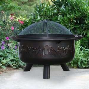   Outdoor Firepit Firebowl Swirl Design Fireplace Patio, Lawn & Garden