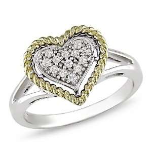  10k White Gold Diamond Heart Ring, (.1 cttw G H Color, I2 