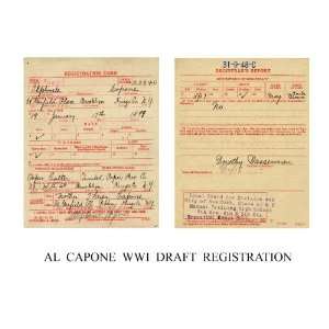 Al Capone Draft Registration Card WW 1 Photograph