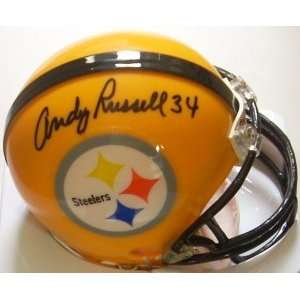  Autographed Andy Russell Mini Helmet   Throwback Sports 