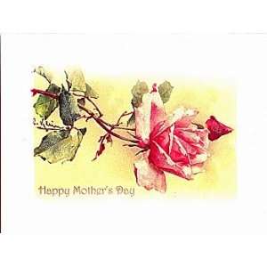   Greeting Card   Happy Mothers Day Sparkle Card   Open Pink Rose & Bud