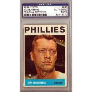 Jim Bunning Autographed 1964 Topps Card PSA/DNA Slabbed #83113710