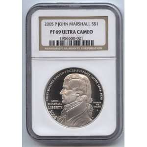 2005 P John Marshall Commemorative Silver Dollar Graded Proof 69 Ultra 