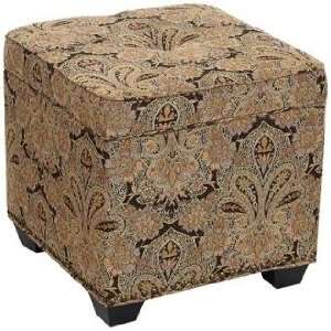  Lucas Black and Tan Square Storage Ottoman