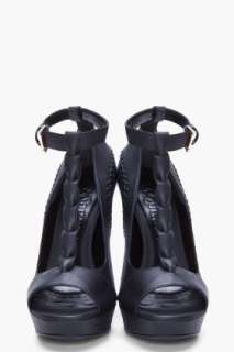Alexander Mcqueen Black Leather T strap Pumps for women  