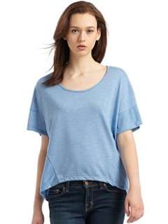 W118 by Walter Baker   Slouchy Scoopneck Top/Heather Blue