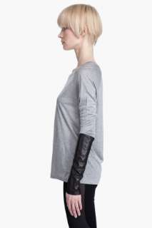 Rozae By Rozae Nichols Leather Sleeve T shirt for women  