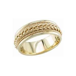  7MM 14K Yellow Gold Hand Braided Wedding Band Jewelry