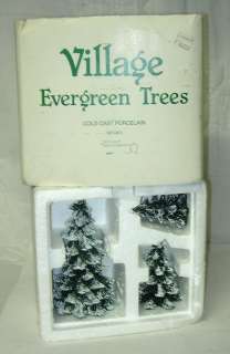DEPT. 56 VILLAGE EVERGREEN TREES COLD CAST PORCELAIN SET OF 3 ITEM 