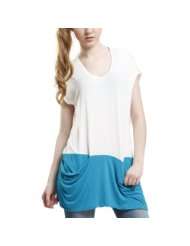 DOUBLJU Womens Casual bottom color mixed loose t shirts(WY012T)