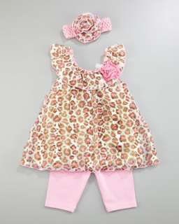 Leopard Loves Floral Headband & Leopard Love Top with Leggings, Infant
