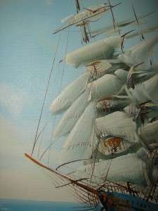Vintage Ship Sailing Painting On Canvas  