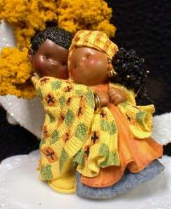 Colorful Ethnic African American Wedding Cake Topper  