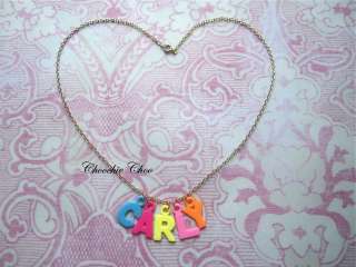 Personalised Multi Coloured Neon Acrylic Charm Name Word Necklace 