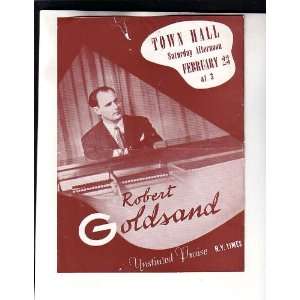  Robert Goldsand Pianist Handbill NYC Town Hall 1940s 