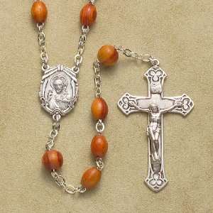Sterling Silver Rosary Rosaries Catholic 5x7mm Genuine Rose Wood Beads