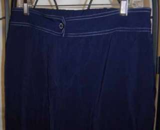 Lovely $60 Susan Graver Navy Stretch Peachskin Jacket & Pants L Free 