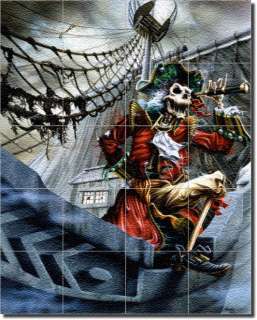 Eagle Fantasy Pirate Ship Wall Floor Glass Tile Mural  