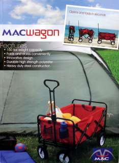 New Folding Red Garden Wagon Collapsible Utility Sports Cart Mac 