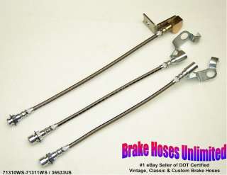 STAINLESS BRAKE HOSE SET Ford Galaxie 1966   Disc  