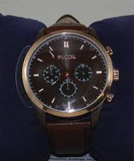 Fossil FS4632 Mens Walter Brown Dial Leather Strap Chronograph Watch 