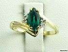   EMERALD RING   .60 Marquise Solitaire 10k Yellow Gold Diamond Accents