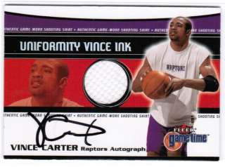 2000 01 Fleer Game Time Vince Carter Auto Game Worn Jersey Shirt Ink 