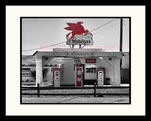 Vintage Gas Station Pumps MOBILGAS Pegasus RETRO Photo  