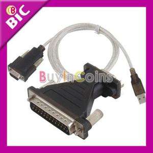 New Generic USB 2.0 to 9/25 Pin Serial RS232 Cable with DB9/DB25 