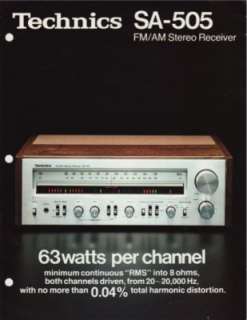Technics SA 505 Stereo Receiver Brochure  