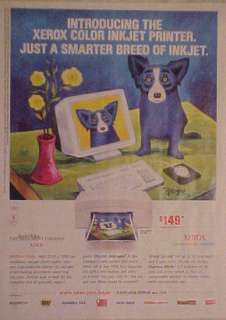 George Rodrigues~BLUE DOG~Xerox Inkjet Printer Art AD  