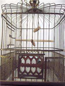   HENDRYX BIRD CAGE Antique with Original Milk Glass Feeders  