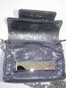 JIMMY CHOO Anthracite Glitter Fabric Clutch Bag NWT  