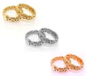 Textured Byzantine Band Ring Yellow White Rose Gold 14K Size Color 