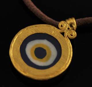 Turkey Turkish Evil Eye Pendant Solid 24k Gold Necklace  