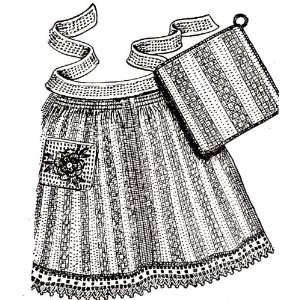 Vintage Crochet PATTERN to make   Dishcloth Apron Potholder Rose. NOT 