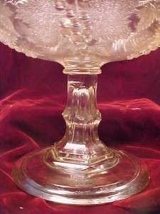 Magnificent Grape & Cable Glass Compote Antique EAPG Huge WOW  