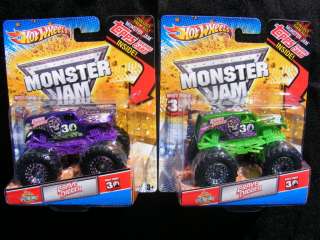   Monster Jam GREEN and PURPLE Spectraflames GRAVE DIGGER 30th  