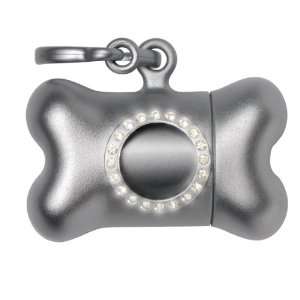   Luxury Dog Waste Bag Dispenser, Silver with Crystals