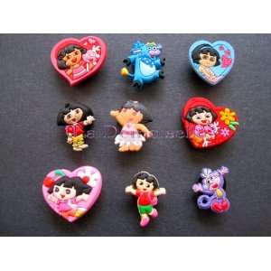 Set of 9 Dora The Explorer Style Your Crocs Fun Clips Charms For Shoe 