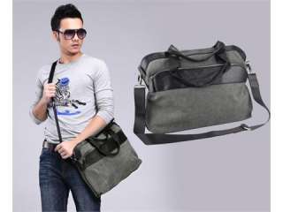 New Mens L Grey Canvas Handbag Removable Strap Shoulder Bag Fashion 