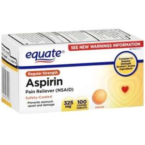 Aspirin 325 mg, 100 Tablets, Enteric Coated   Equate  