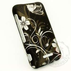 White Flowers Rubberized HARD Protector Case Snap On Phone Cover for 