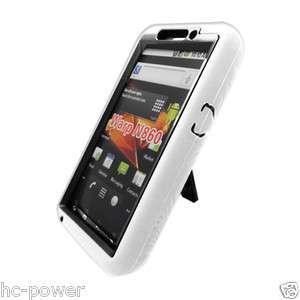 For ZTE Warp Hybrid Hard/Rubber Protector Cover Case Black/White With 