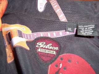 Gibson Tour Wear Hawaiian Guitar Mens Black Shirt Size XL Chest 48 