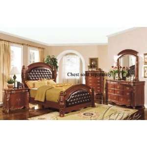  4pc Eastern King Size Bedroom Set Cherry Brown Finish 