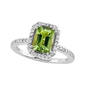   Genuine Peridot Ring by Effy Collection® in 14 kt White Gold Size 6