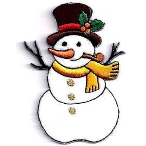 Snowman w/Scarf & Hat/Embroidered Iron On Applique Winter, Snowpeople 