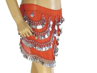 Gorgeous Hand Crafted Orange Belly dance Ready to Wear Hip Scarf 